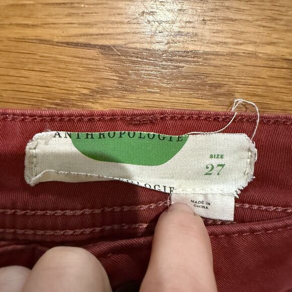 Anthropologie Jefferson Slim Utility Pants Size 27 Dark Red Chino Ankle - Picture 4 of 6